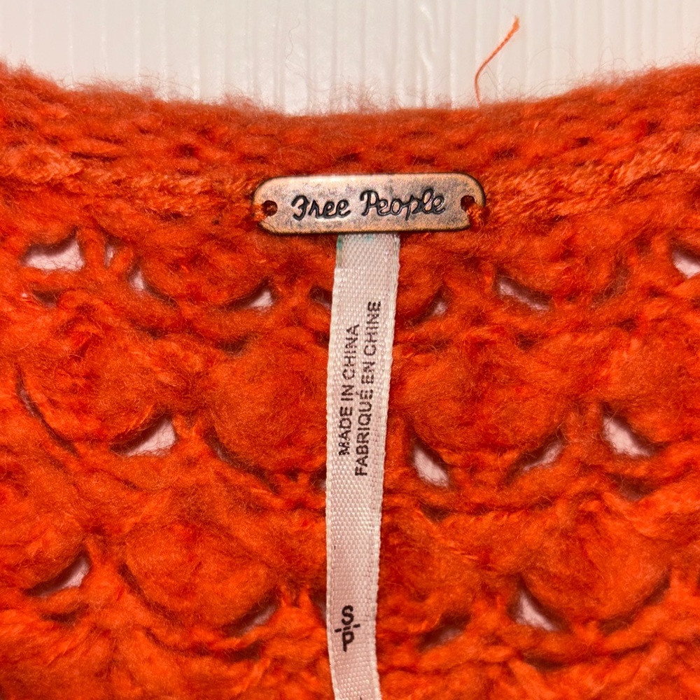Free People Vibrant Orange V-Neck Sweater - Picture 6 of 8